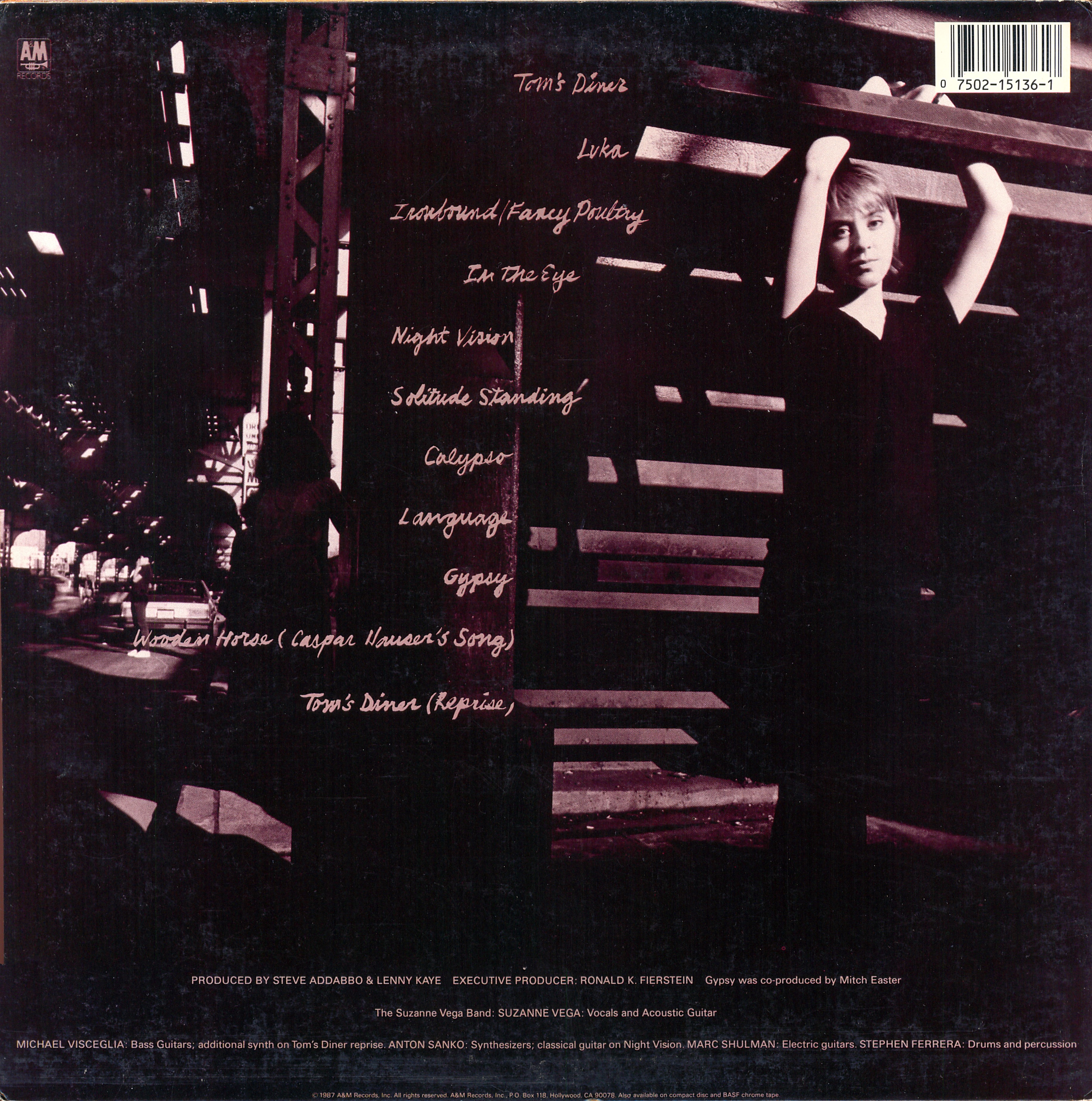 Suzanne Vega  Solitude Standing : LP Back